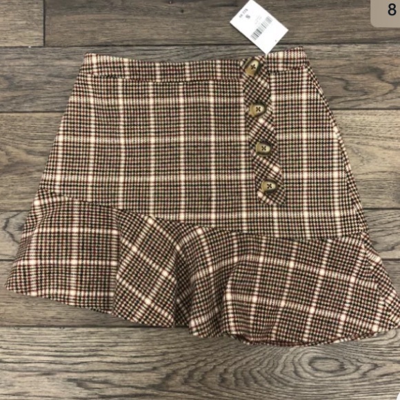 Houndstooth Plaid Asymmetrical Trumpet Skirt Small - Picture 6 of 11